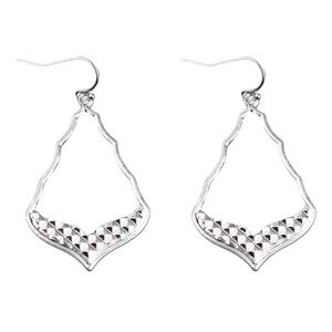 NEW Contemporary Hammered Silver Open Teardop Dangle Earrings